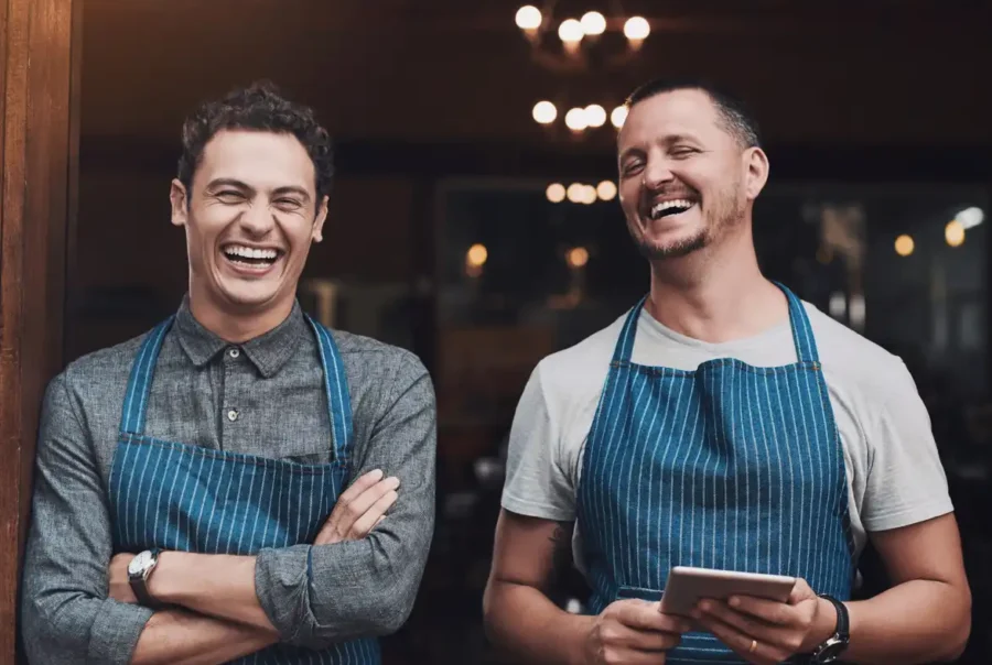 Happy, confident and pride for success in career